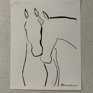 12x16” Bettina Norton horse equestrian art print, black white, home decor